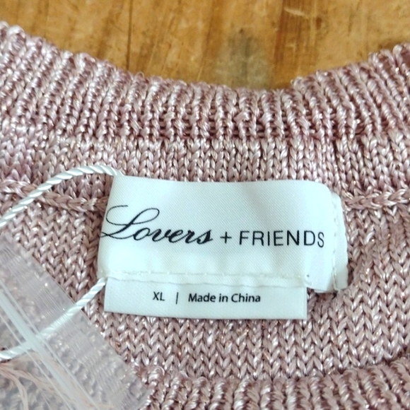 Lovers & Friends Ezra Pink Metallic Tie Sweater Dress Size XL NWT - Picture 13 of 16